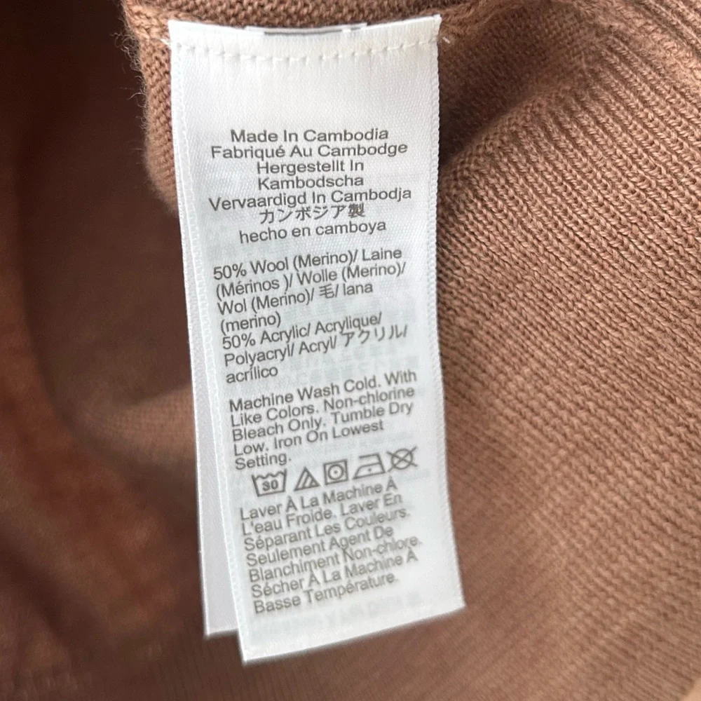 J. Crew Men’s Medium Tan Merino Wool Blend Crewneck Sweater Classic Pullover